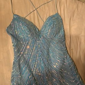 Light blue prom dress with sequin